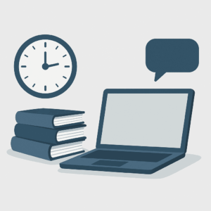 Grafik laptop Uhr Bücher
