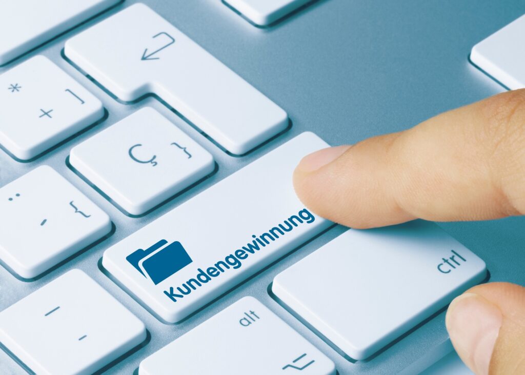 Taste für Kundengewinnung am Keyboard | Messestand mobil