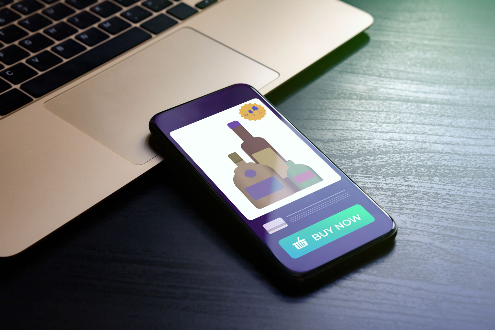 Smartphone zeigt Weine im Online-Shop